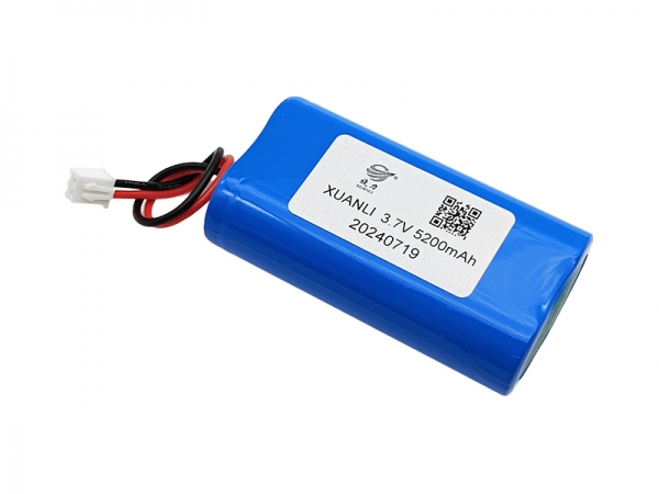 3.7V 5200mAh cylindrical lithium battery, 18650 1S2P 2-pin reverse plug
