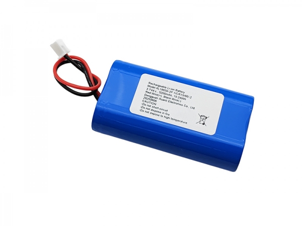 3.7V 5200mAh cylindrical lithium battery, 18650 1S2P, 2p-2.0 plug